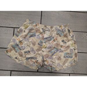 Magic Silk Mens 100% Silk Boxers Large Fishing Dragonfly Novelty Print Tan Blue